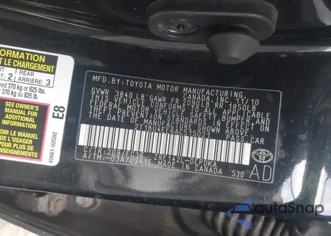 2010 Toyota Corolla Le z USA, uszkodzony, nr VIN 2T1BU4EE6AC515021